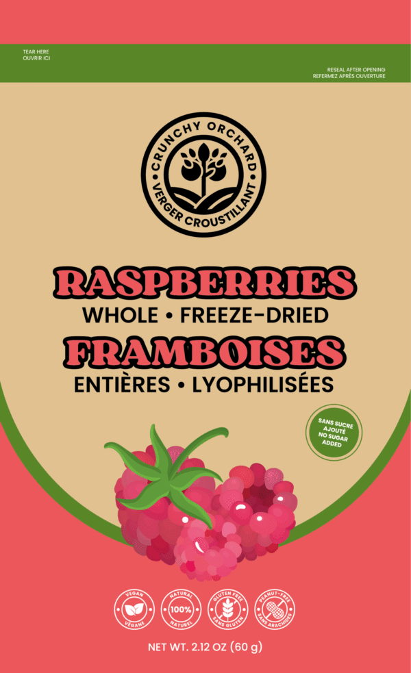 Freeze-Dried Whole Raspberries – 60g